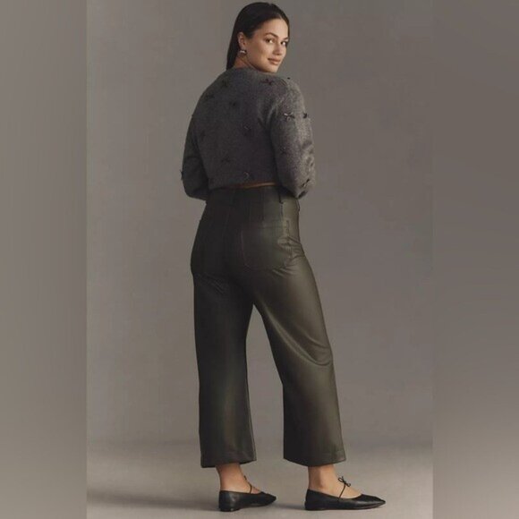 NWT Size 18W- The Colette Faux-Leather Crop Wide-Leg Pants Maeve (NWT US$ 148) - Picture 3 of 16